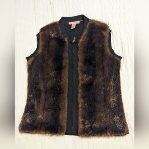 Tina Hagen silk blend, Faux Fur Zip Vest Sz.L